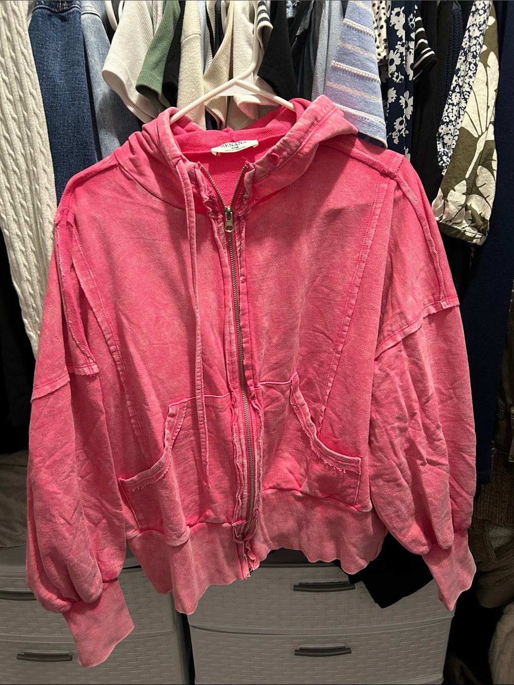 Zenana Pink Zip-Up Hoodie Jacket NWOT